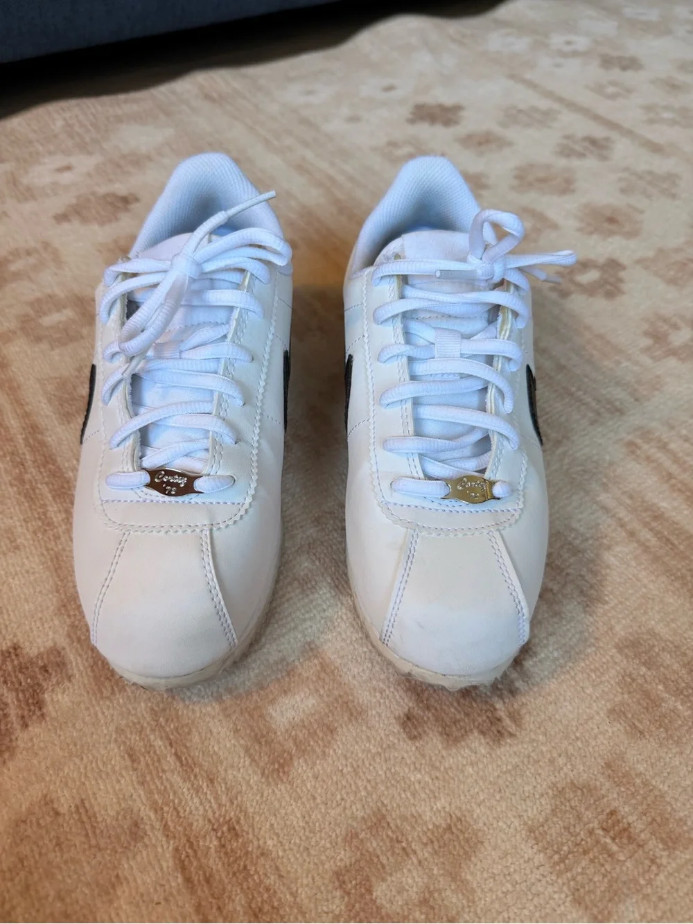 Nike White and Black Low-Top Cortez Sneakers